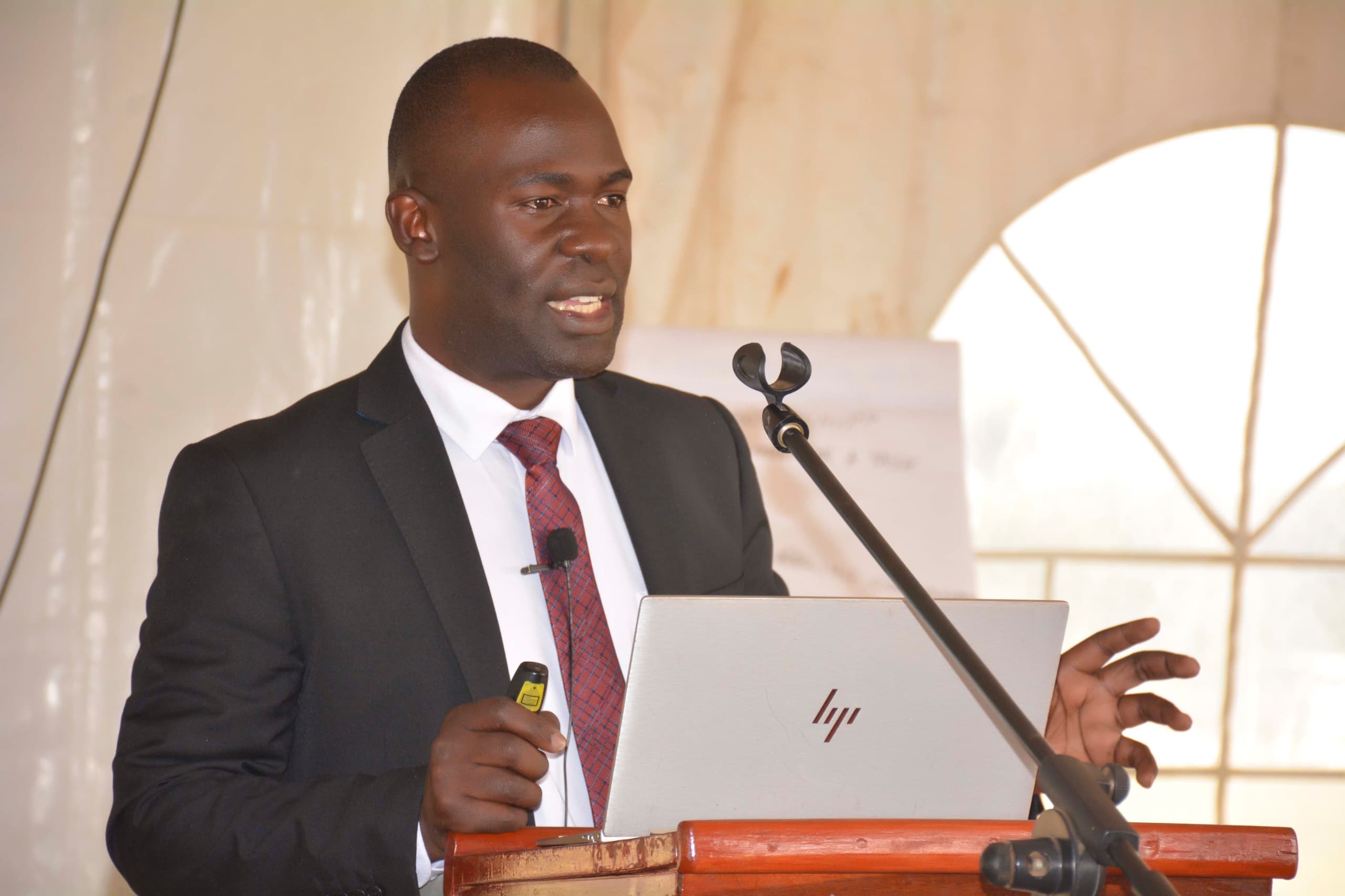 Habib Seruwagi a Board Member of Equal Opportunities Commission addressing headteachers in Kyankwanzi.